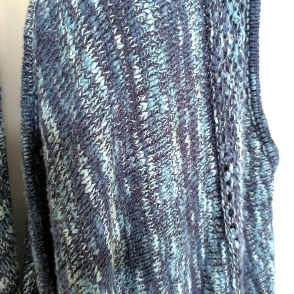 Cato C EST. 1946 Blue Marled Knit Sweater Vest Longline Open Front Cardigan L - Picture 3 of 13